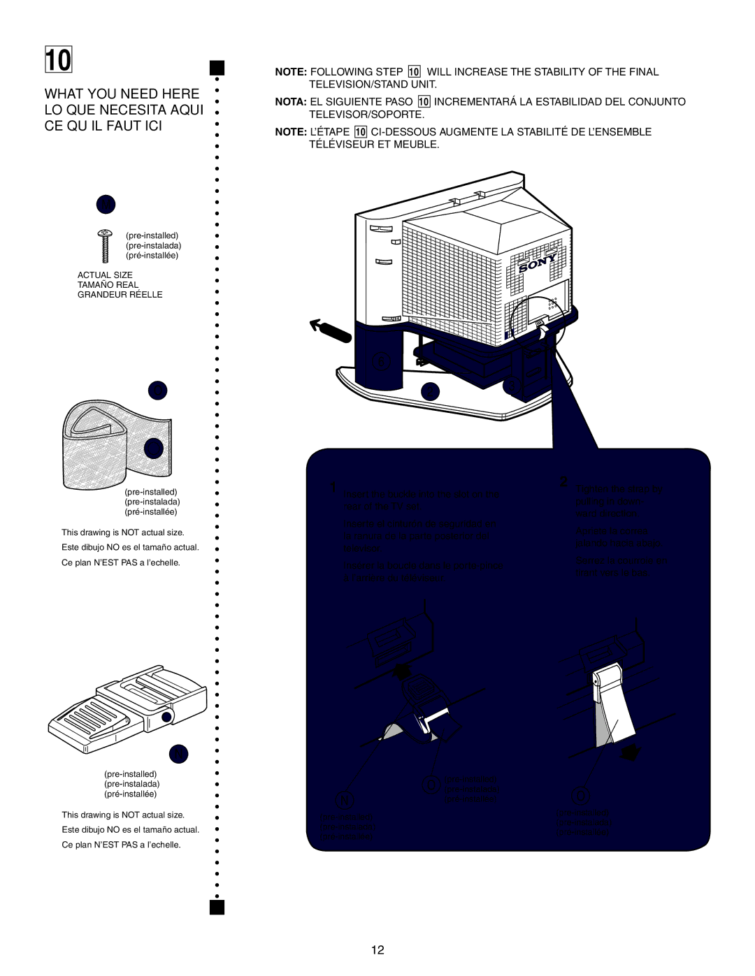 Sony SU-34XBR3 manual Pre-installed pre-instalada pré-installée 