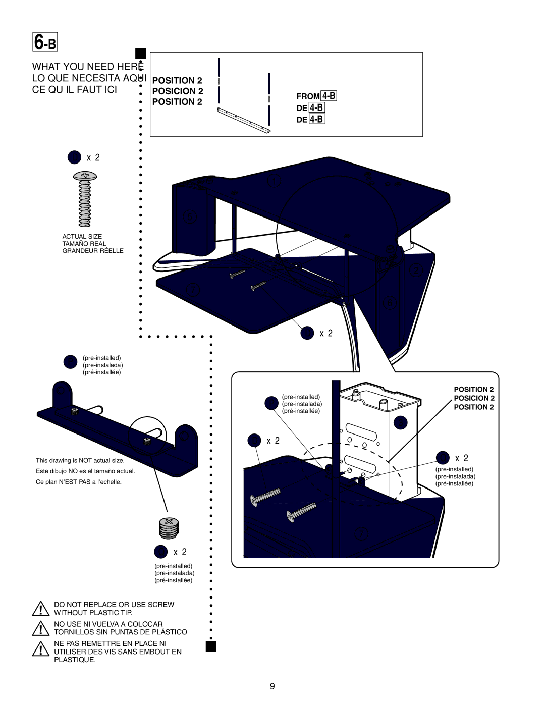 Sony SU-34XBR3 manual From 4-B, Position Posicion 