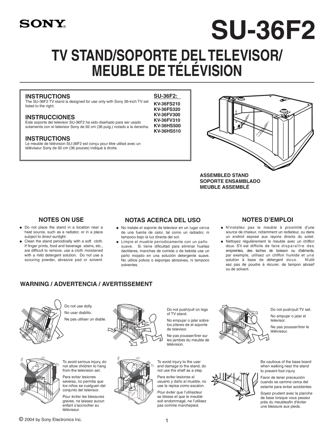 Sony SU-36F2 manual 