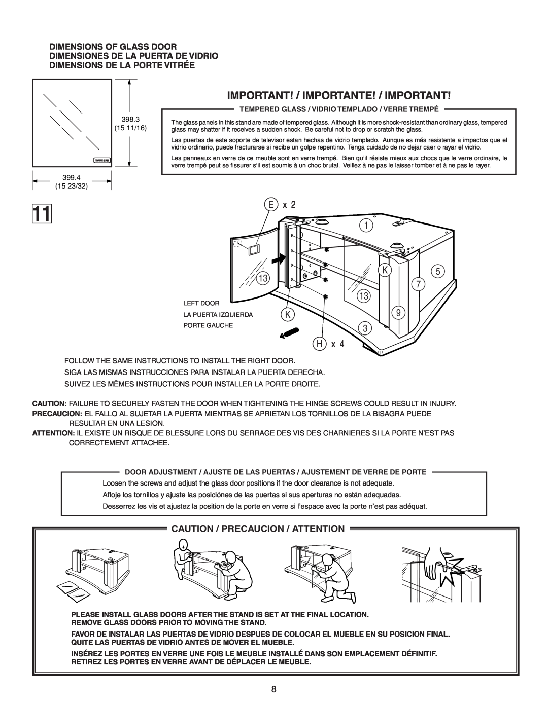 Sony SU-36F2 manual Important! / Importante! / Important, 13 3 H x, Caution / Precaucion / Attention 