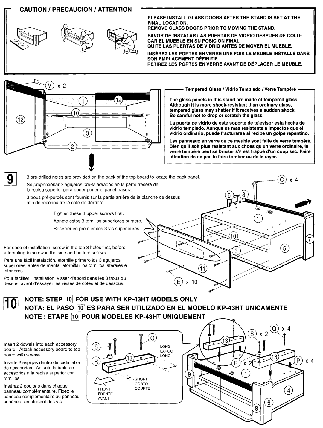 Sony Indoor Furnishings, SU-43T4, 210 instruction sheet Frontcourte Frente Avant 