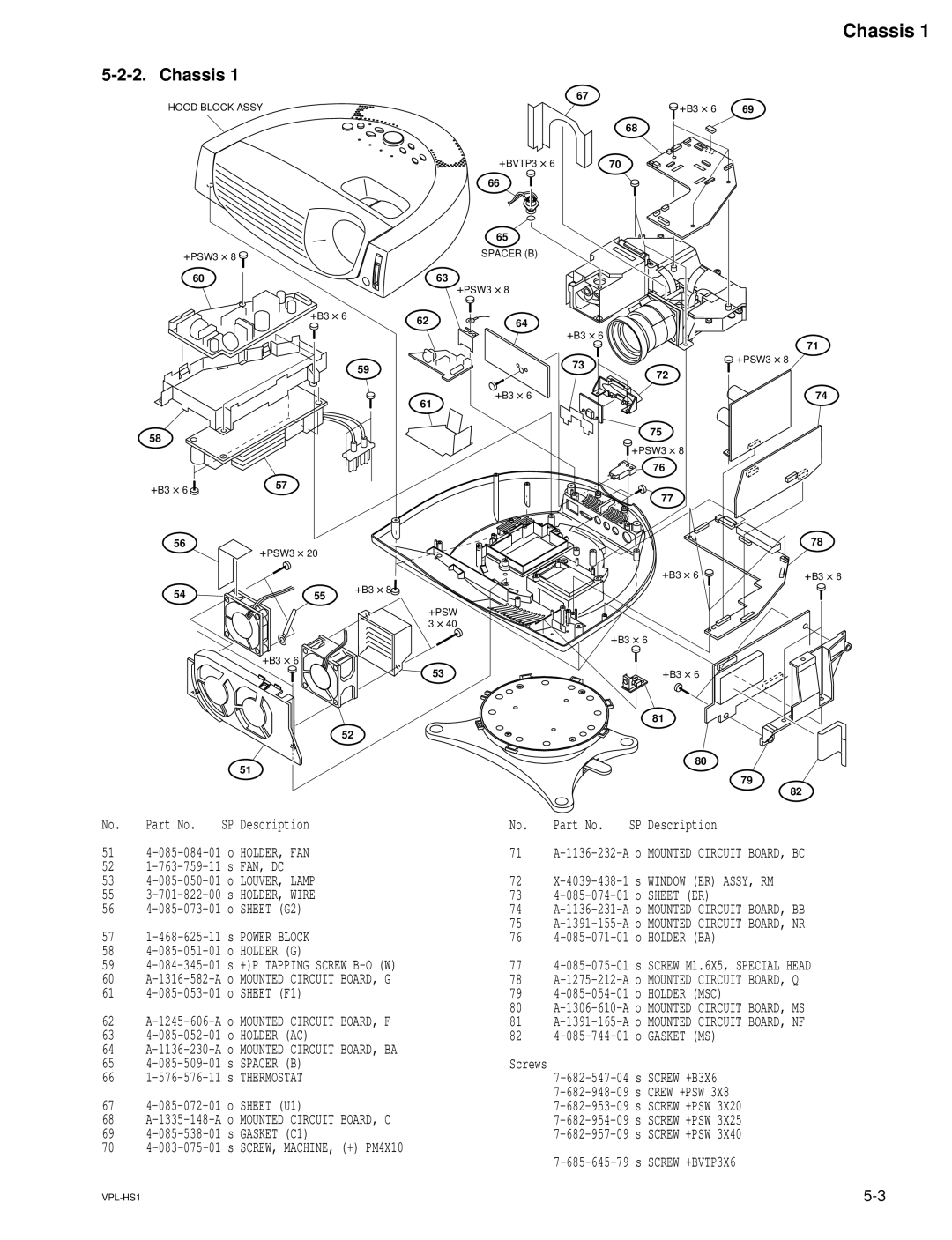 Sony RMPJHS1, SUHS1, VPLHS1FP service manual Chassis 