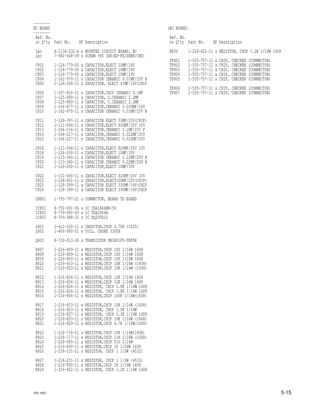 Sony RMPJHS1 Mounted Circuit BOARD, BC, CAPACITOR,ELECT 10MF/16V, CAPACITOR, C.CERAMIC 2.2MF, CAPACITOR,ELECT 10MF/35V 