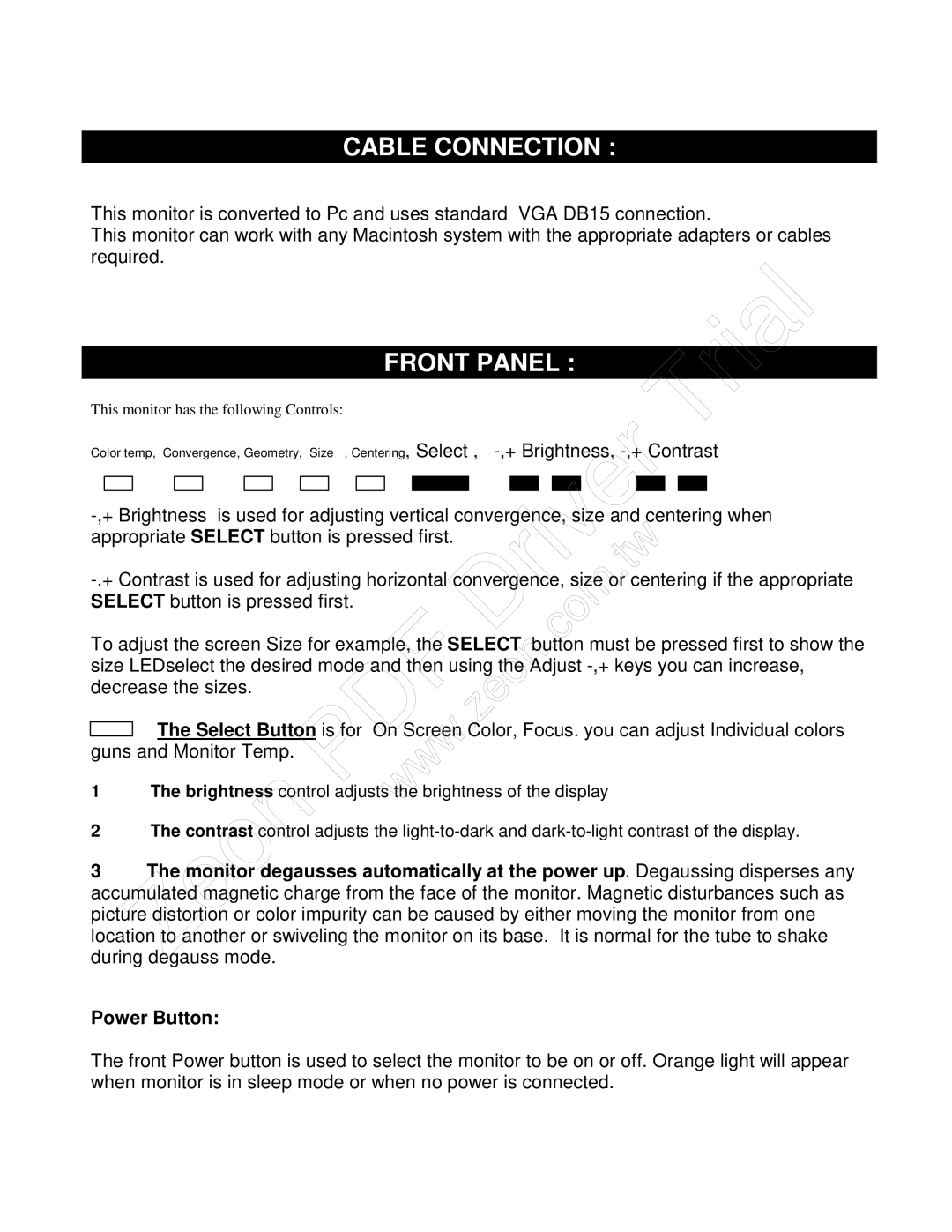 Sony SUN 17e10/SGI 17e11-PC installation manual Www, Decrease the sizes, Guns and Monitor Temp 