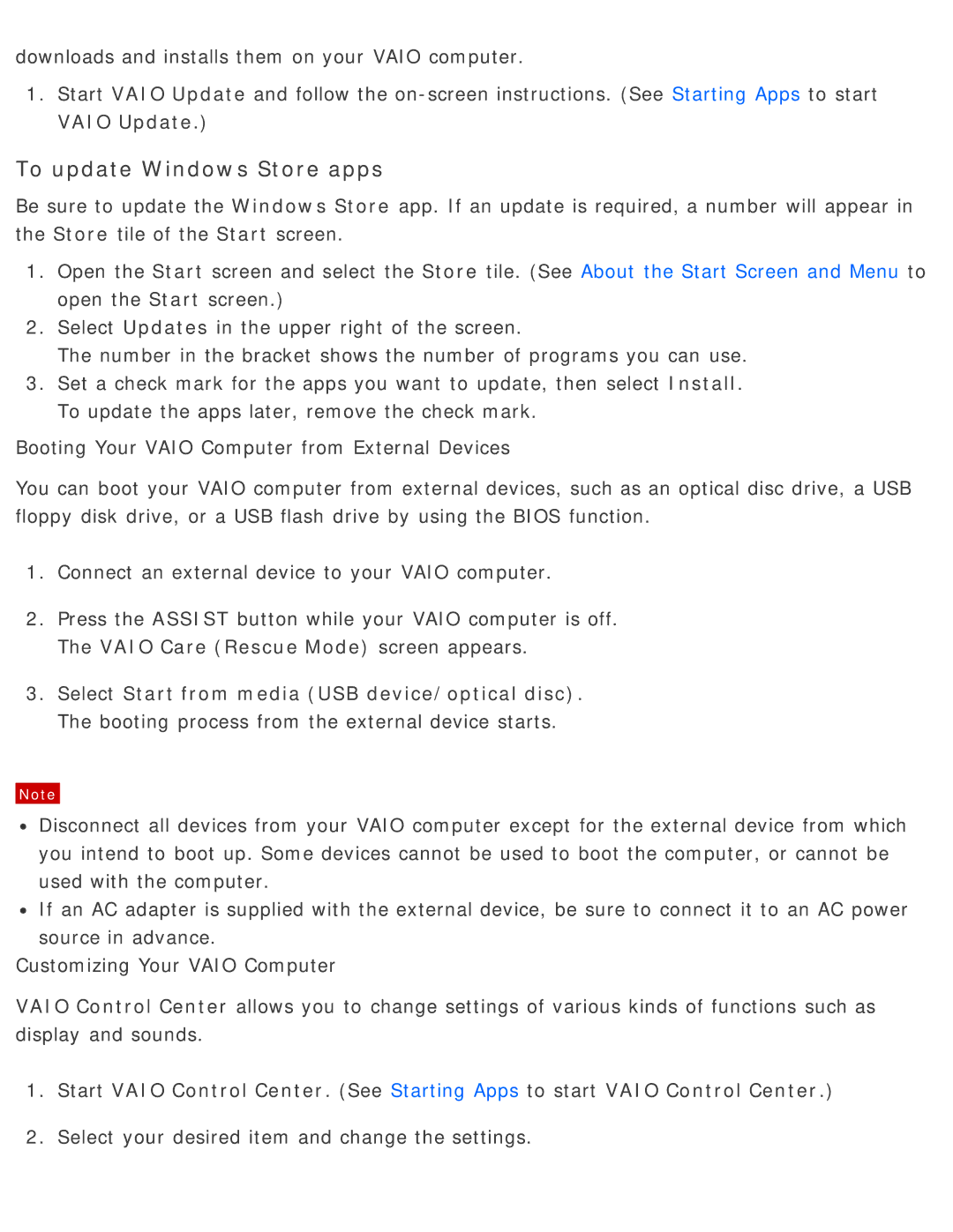 Sony SVD13225PXB manual To update Windows Store apps 