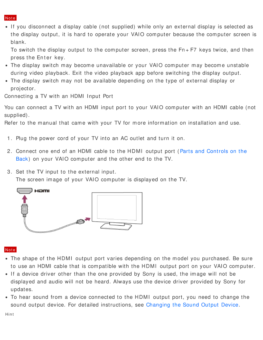 Sony SVD13225PXB manual Hint 