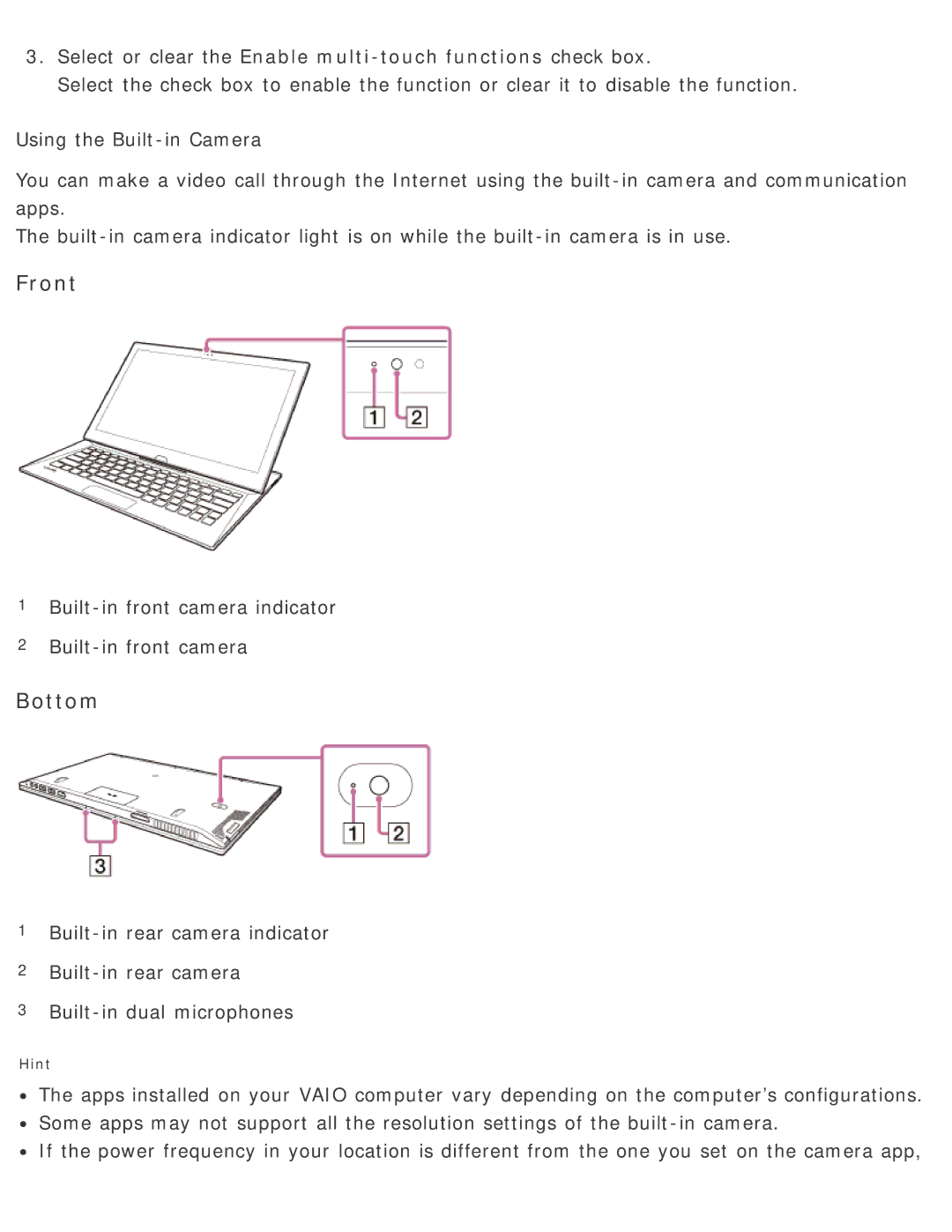 Sony SVD13225PXB manual Front, Bottom 