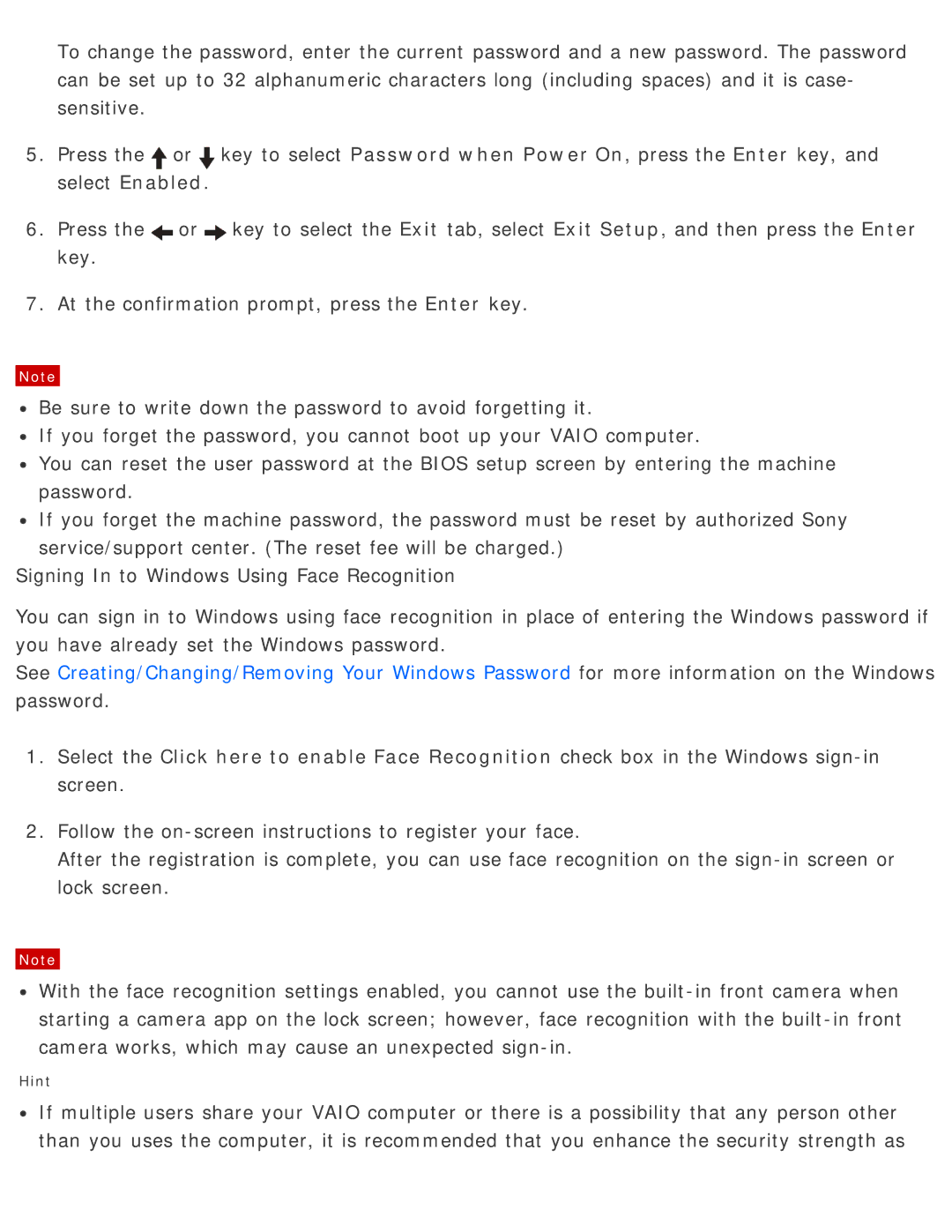 Sony SVD13225PXB manual Hint 