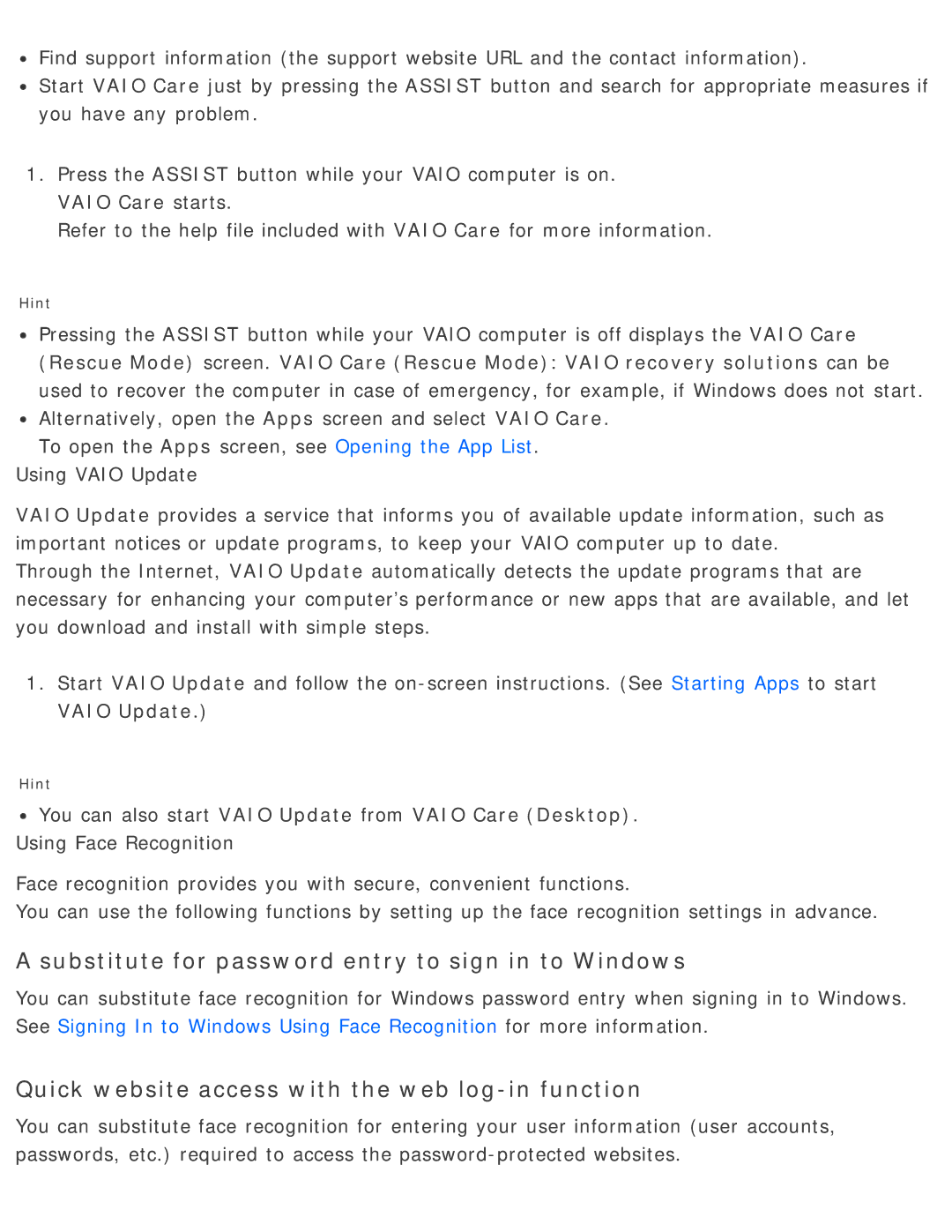 Sony SVD13225PXB manual Substitute for password entry to sign in to Windows 