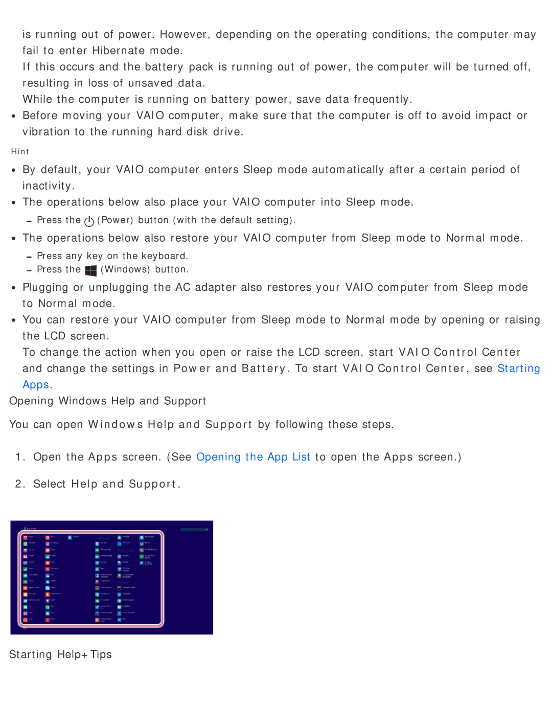 Sony SVD13225PXB manual Starting Help+Tips 