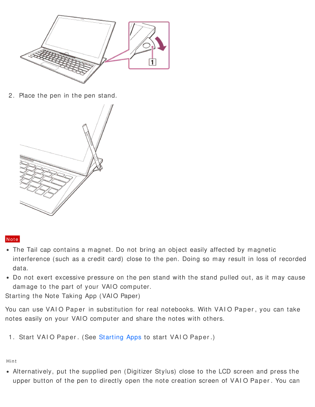 Sony SVD13225PXB manual Hint 