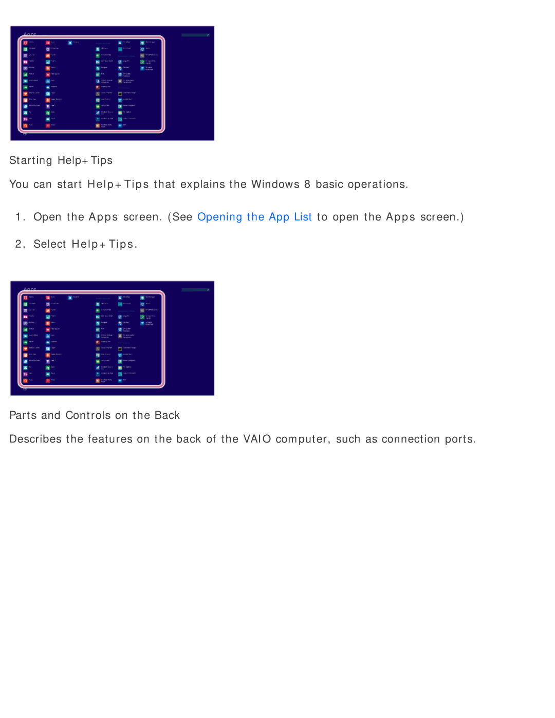 Sony SVD13225PXB manual Select Help+Tips 