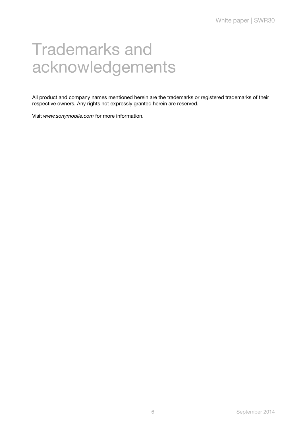 Sony SWR30 manual Trademarks and acknowledgements 