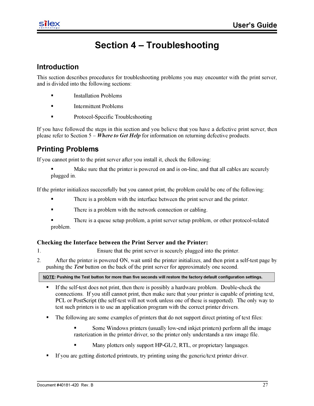 Sony SX-215 user manual Troubleshooting, Introduction, Printing Problems 