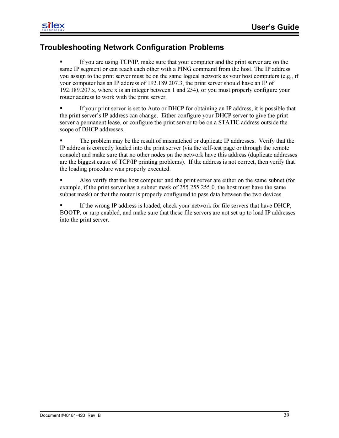 Sony SX-215 user manual User’s Guide Troubleshooting Network Configuration Problems 