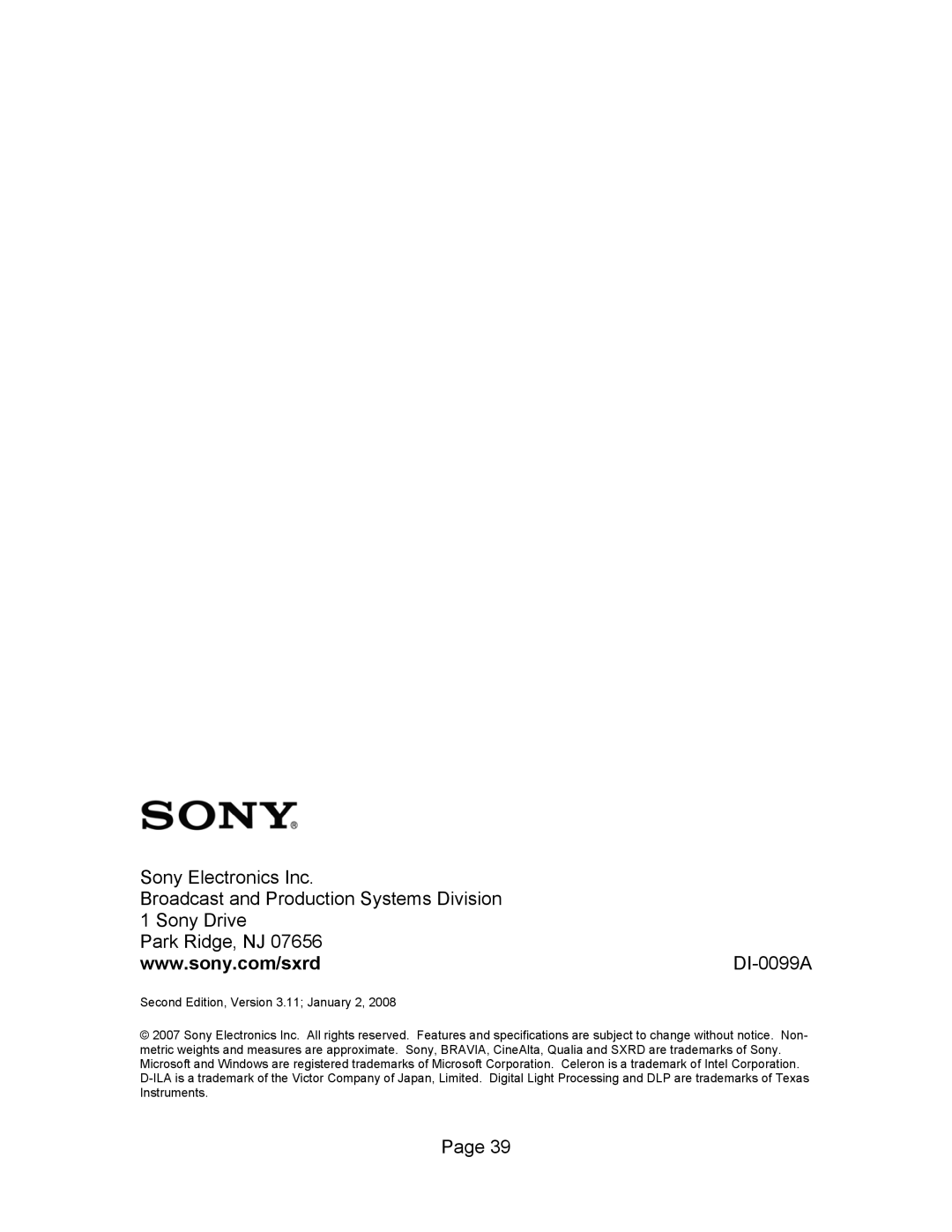 Sony SXRD 4K manual 