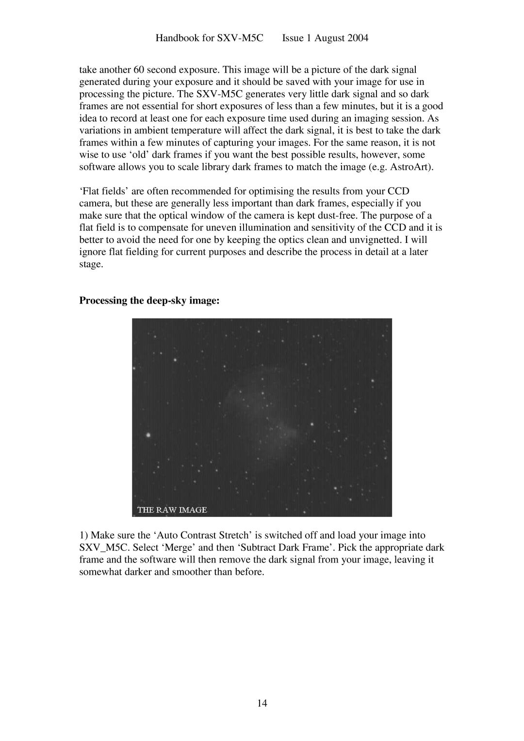 Sony SXV-M5C user manual Processing the deep-sky image 