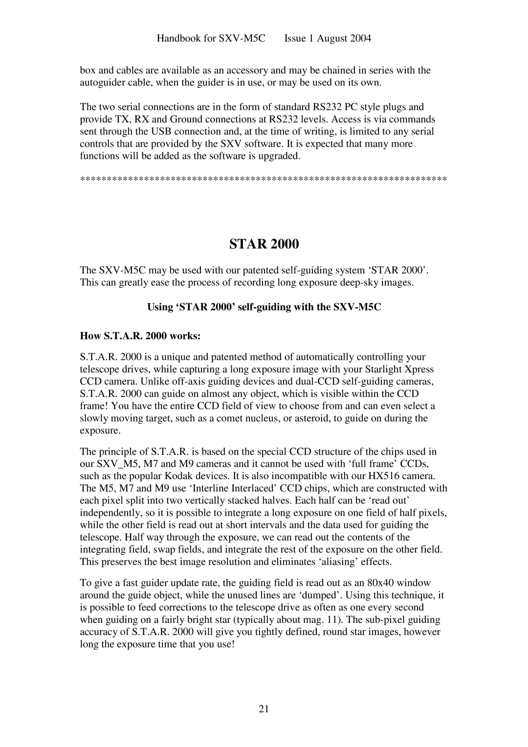 Sony SXV-M5C user manual Star 