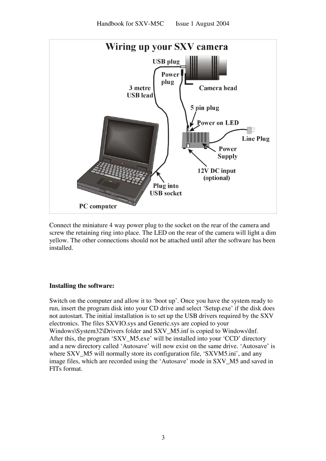 Sony SXV-M5C user manual Installing the software 