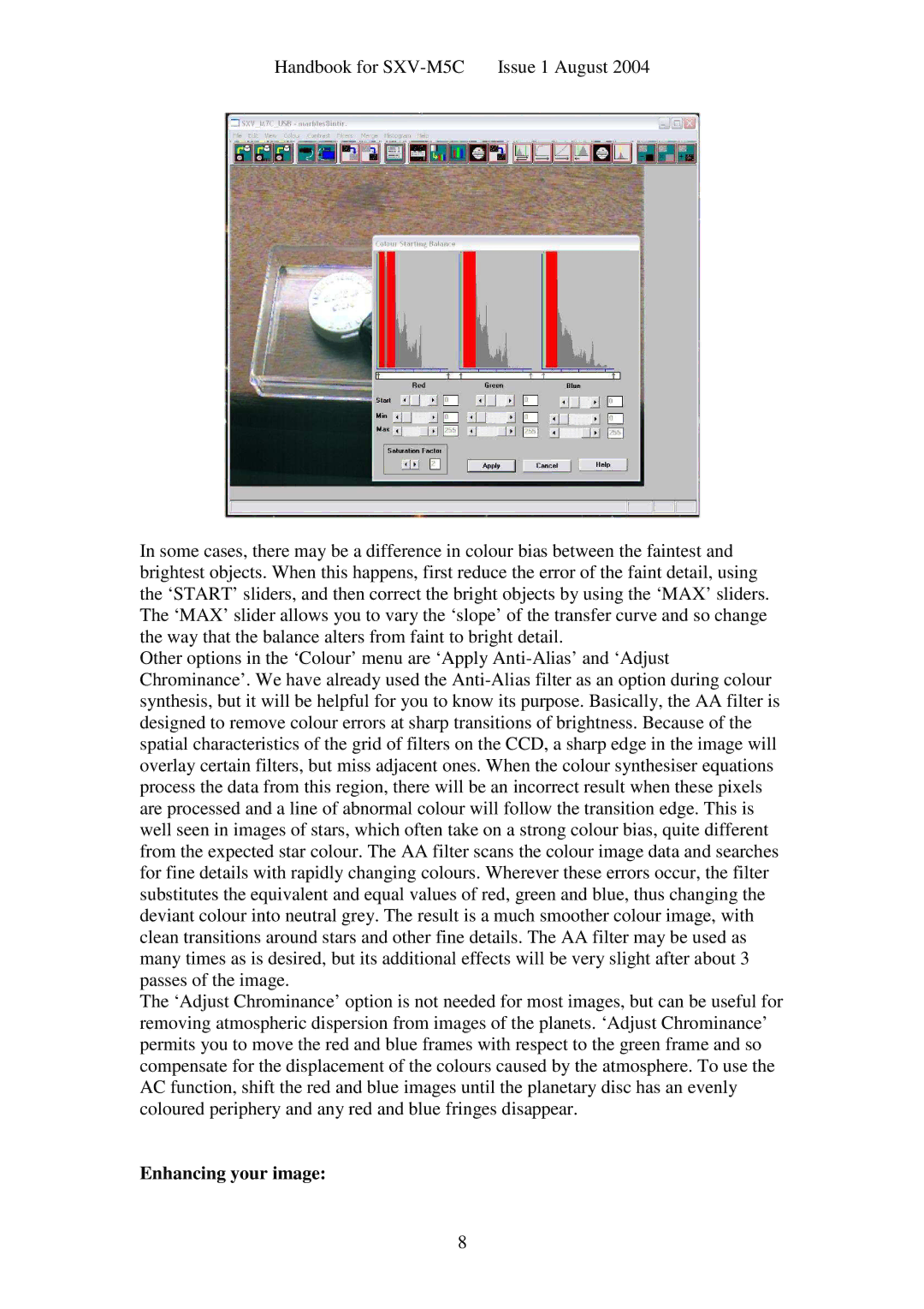 Sony SXV-M5C user manual Enhancing your image 