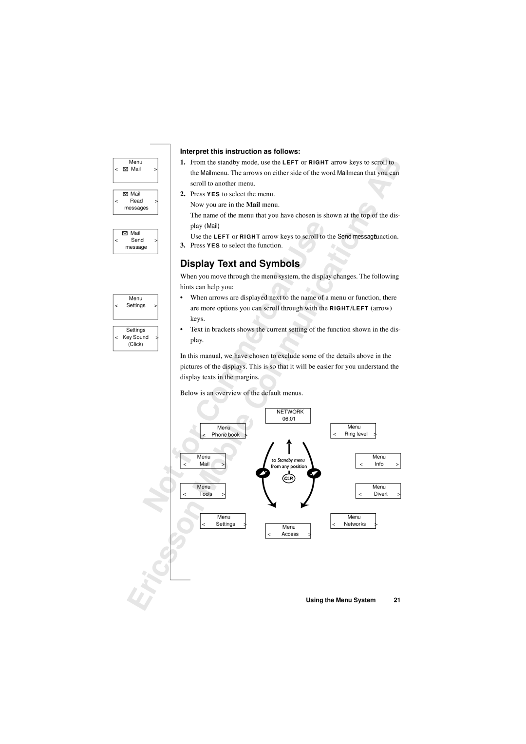 Sony T10s warranty Display Text and Symbols, Interpret this instruction as follows, Play Mail, Hints can help you 