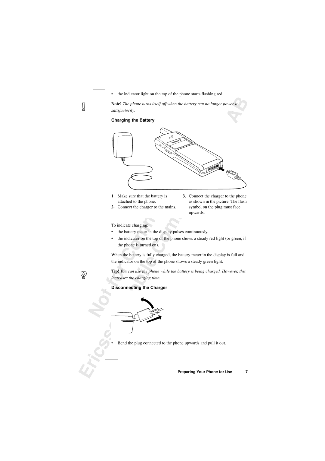 Sony T10s warranty Indicator light on the top of the phone starts flashing red 