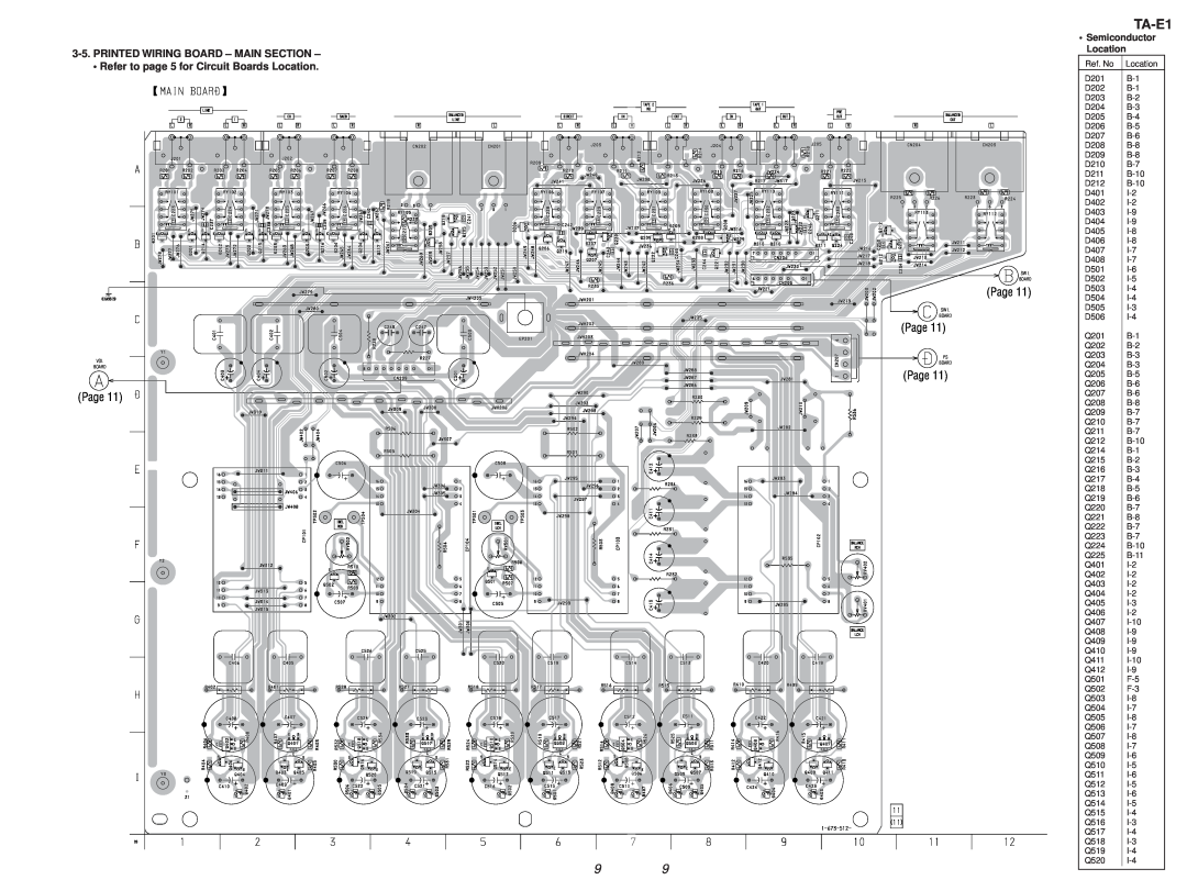Sony TA-E1 Printed Wiring Board - Main Section, Refer to page 5 for Circuit Boards Location, Semiconductor Location, Page 