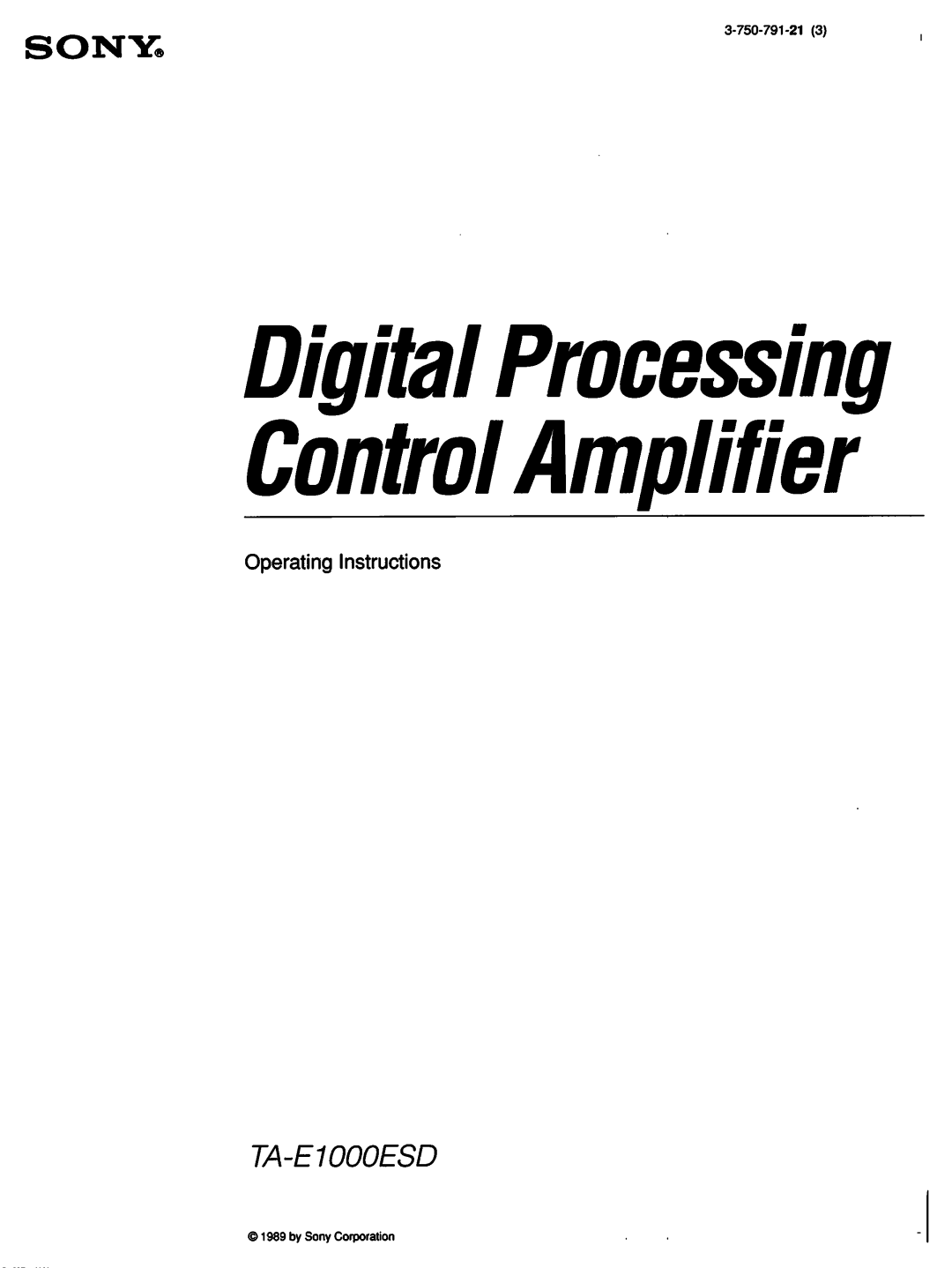 Sony TA-E1000ESD manual 