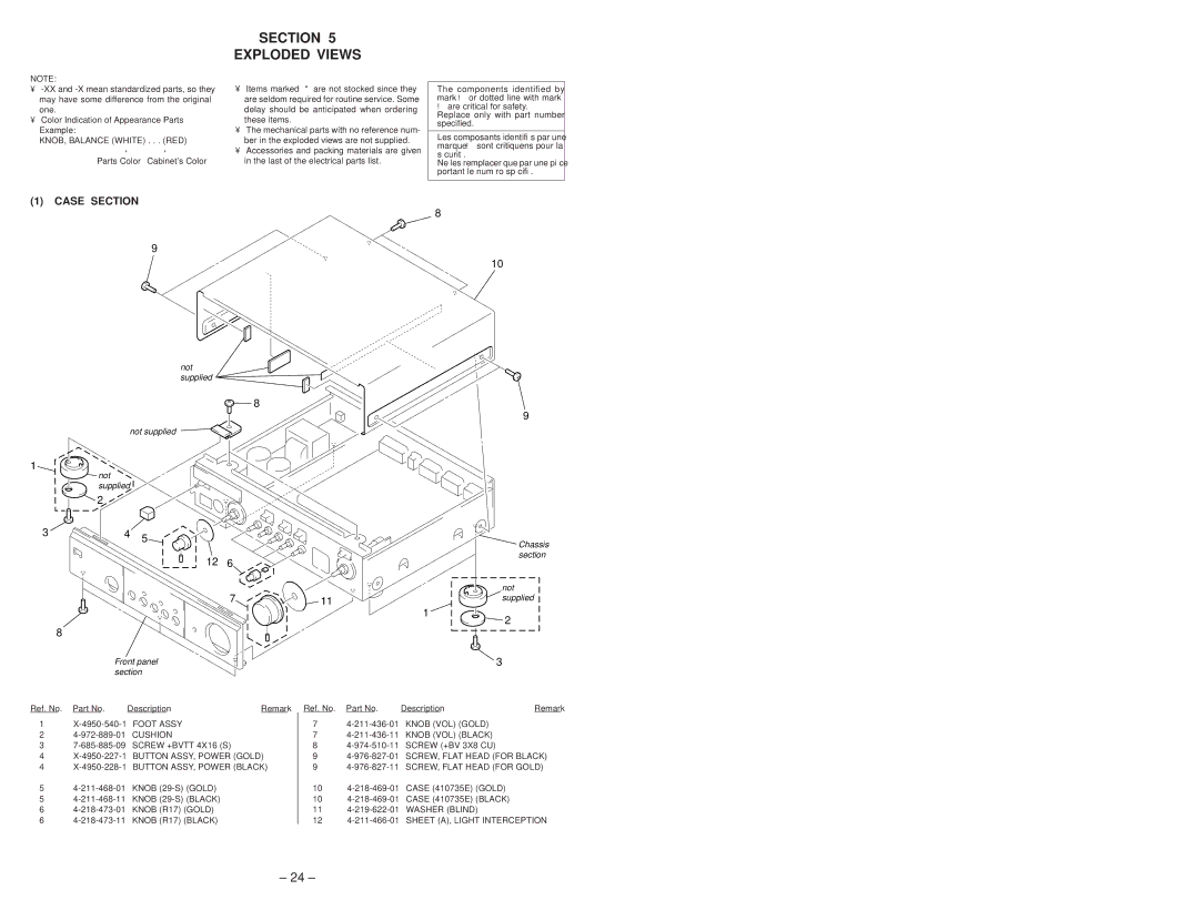 Sony TA-P9000ES service manual Section Exploded Views, Case Section, Button ASSY, Power Black 