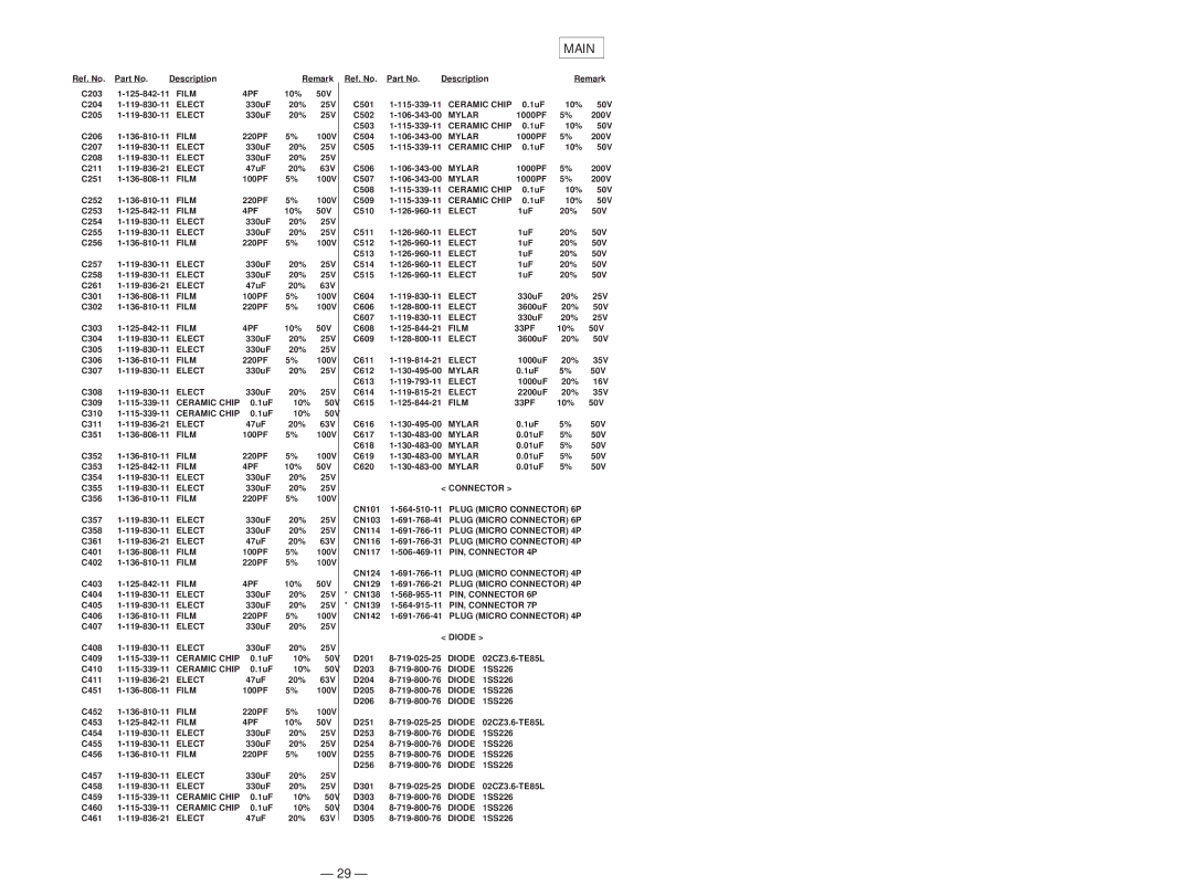 Sony TA-P9000ES service manual Main, 4PF, Mylar 