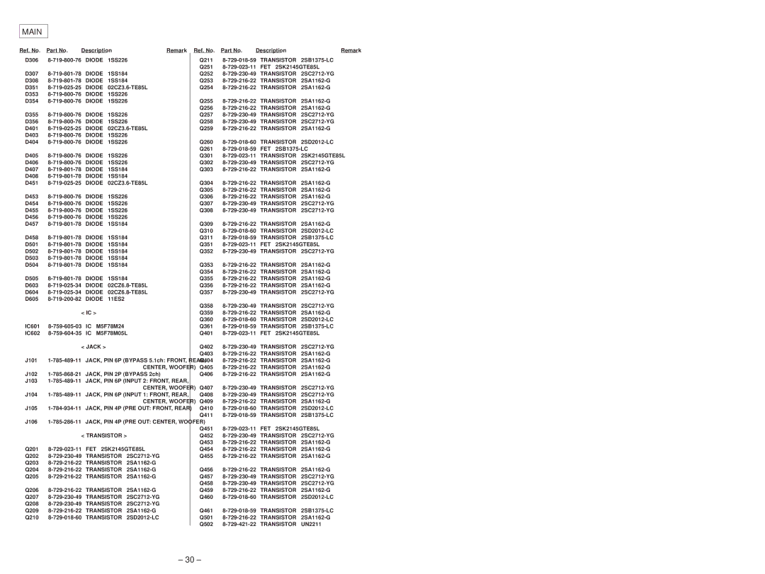 Sony TA-P9000ES service manual CENTER, Woofer, FET 2SK2145GTE85L 