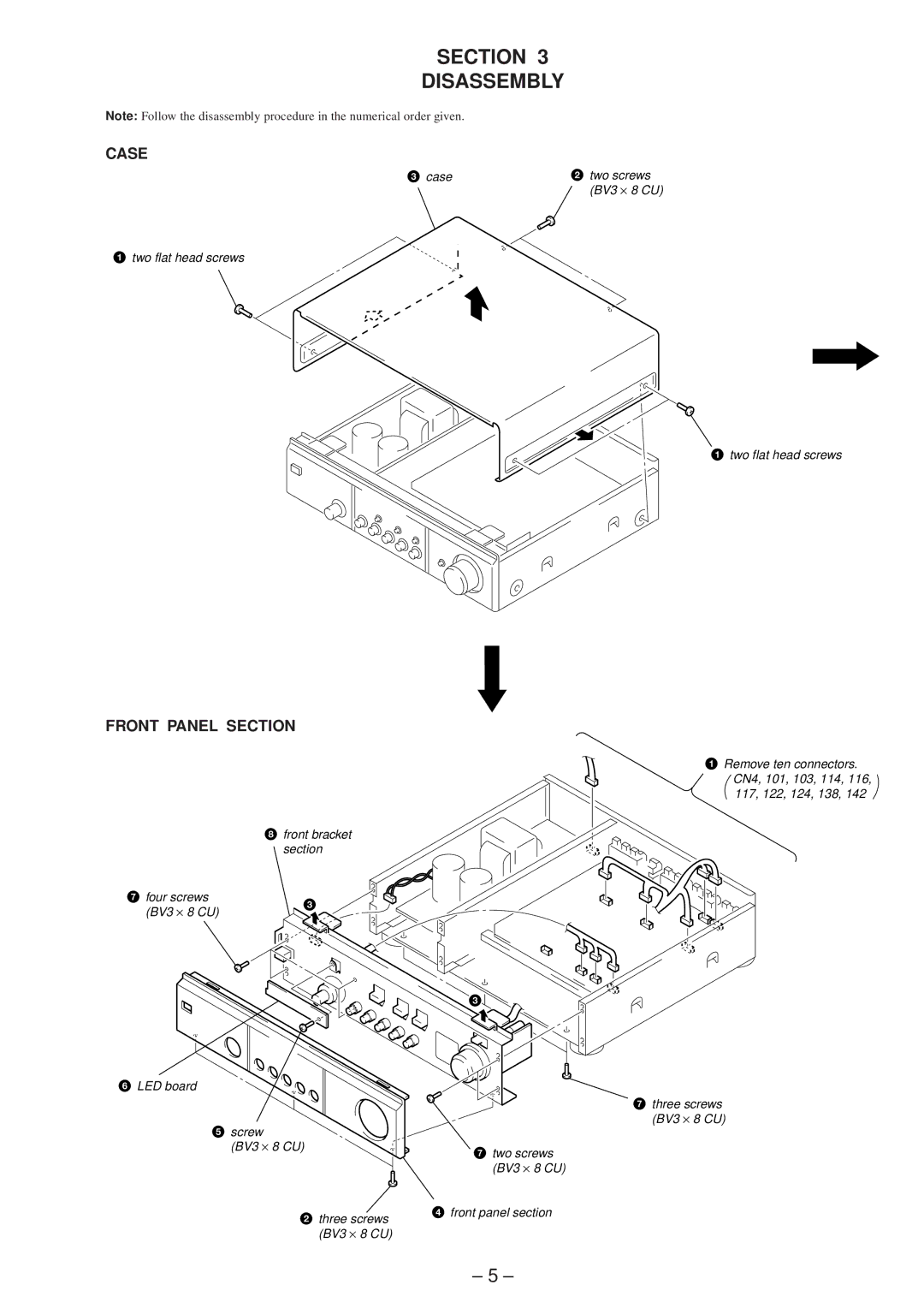 Sony TA-P9000ES service manual Section Disassembly, Case, Front Panel Section 