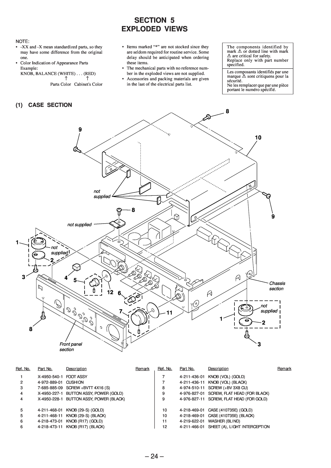 Sony TA-P9000ES service manual Section Exploded Views, 1CASE SECTION 
