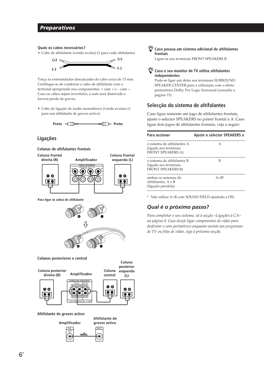 Sony TA-VE700 manual Selecção do sistema de altifalantes 