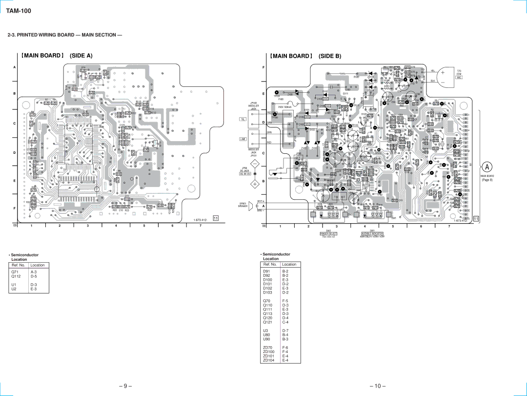 Sony TAM-100 specifications Main Board Side a, Printed Wiring Board Main Section 