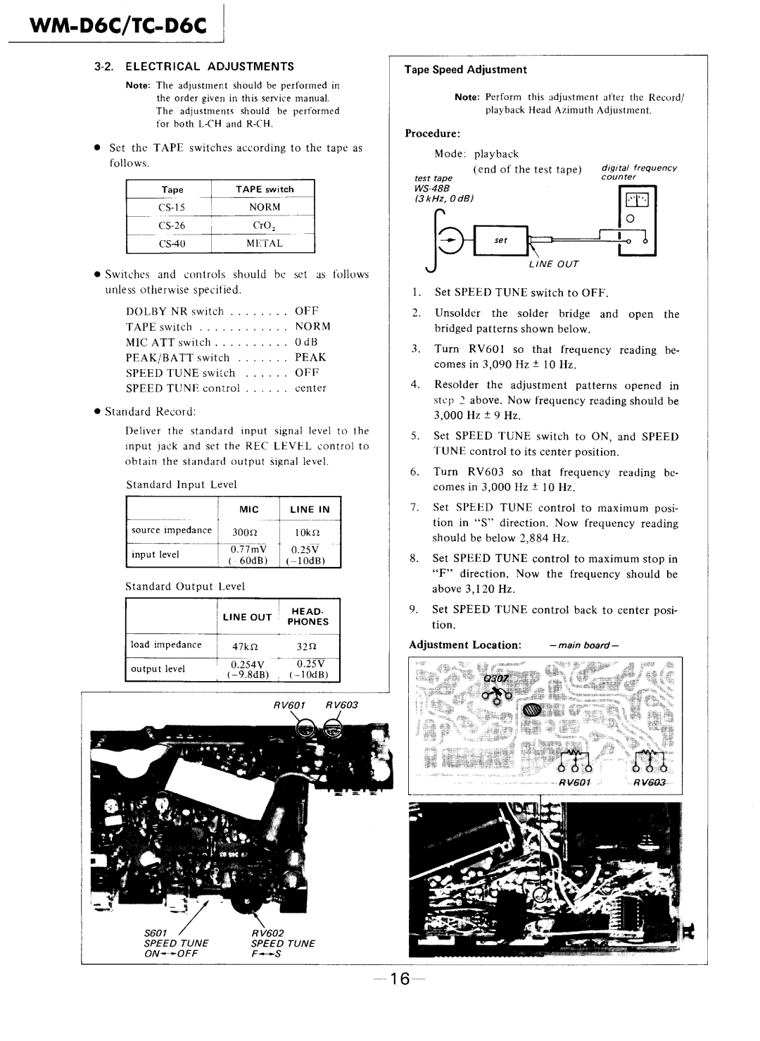 Sony TC-D6C, WM-D6C manual 