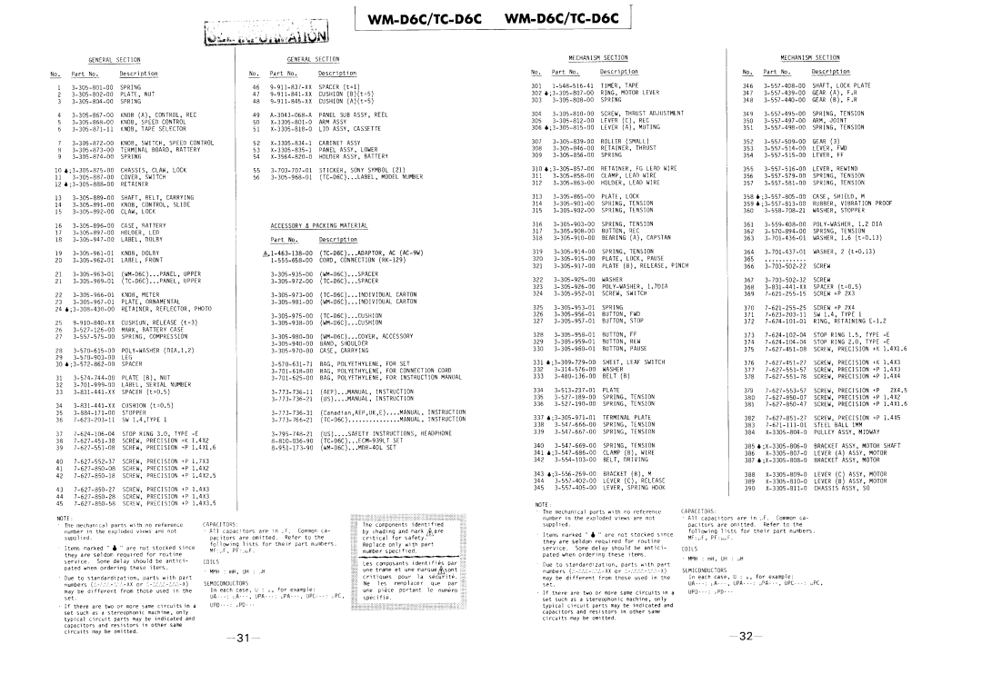 Sony WM-D6C, TC-D6C manual 