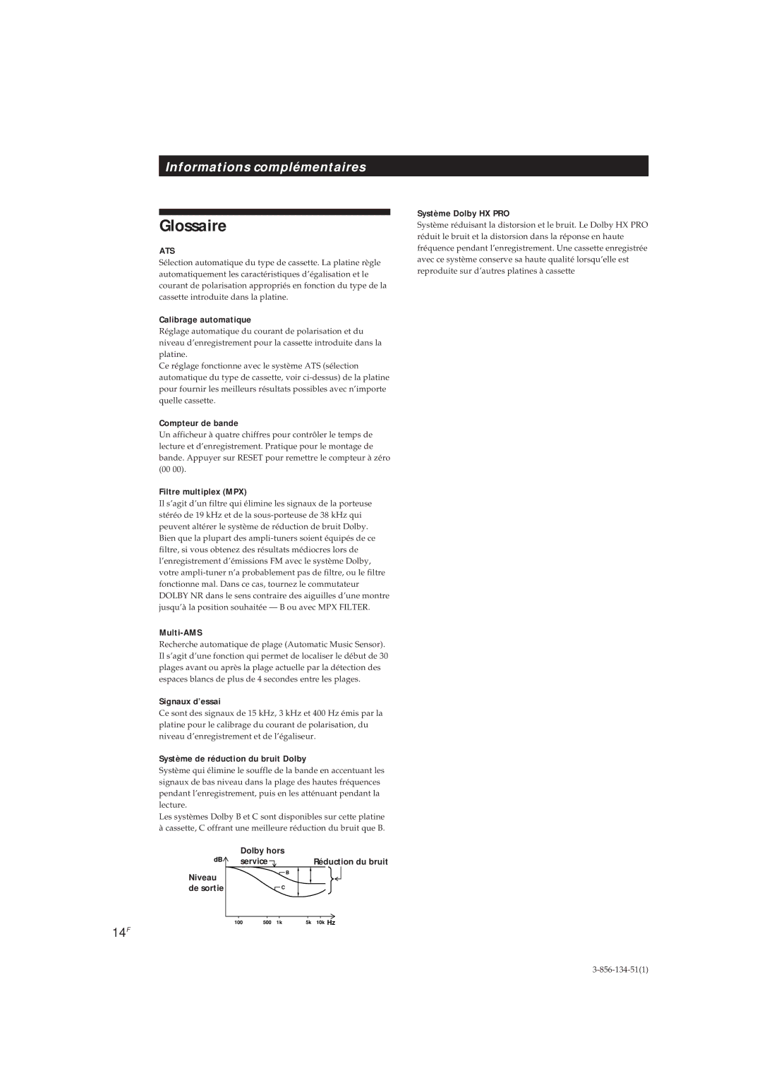 Sony TC-KE300 operating instructions Glossaire 