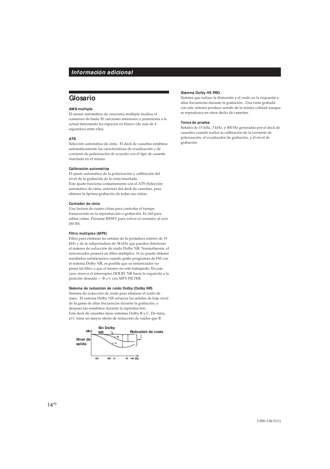 Sony TC-KE300 operating instructions Glosario 