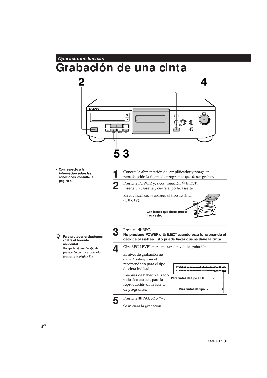 Sony TC-KE300 operating instructions Grabación de una cinta, Presione r REC, Operaciones básicas 