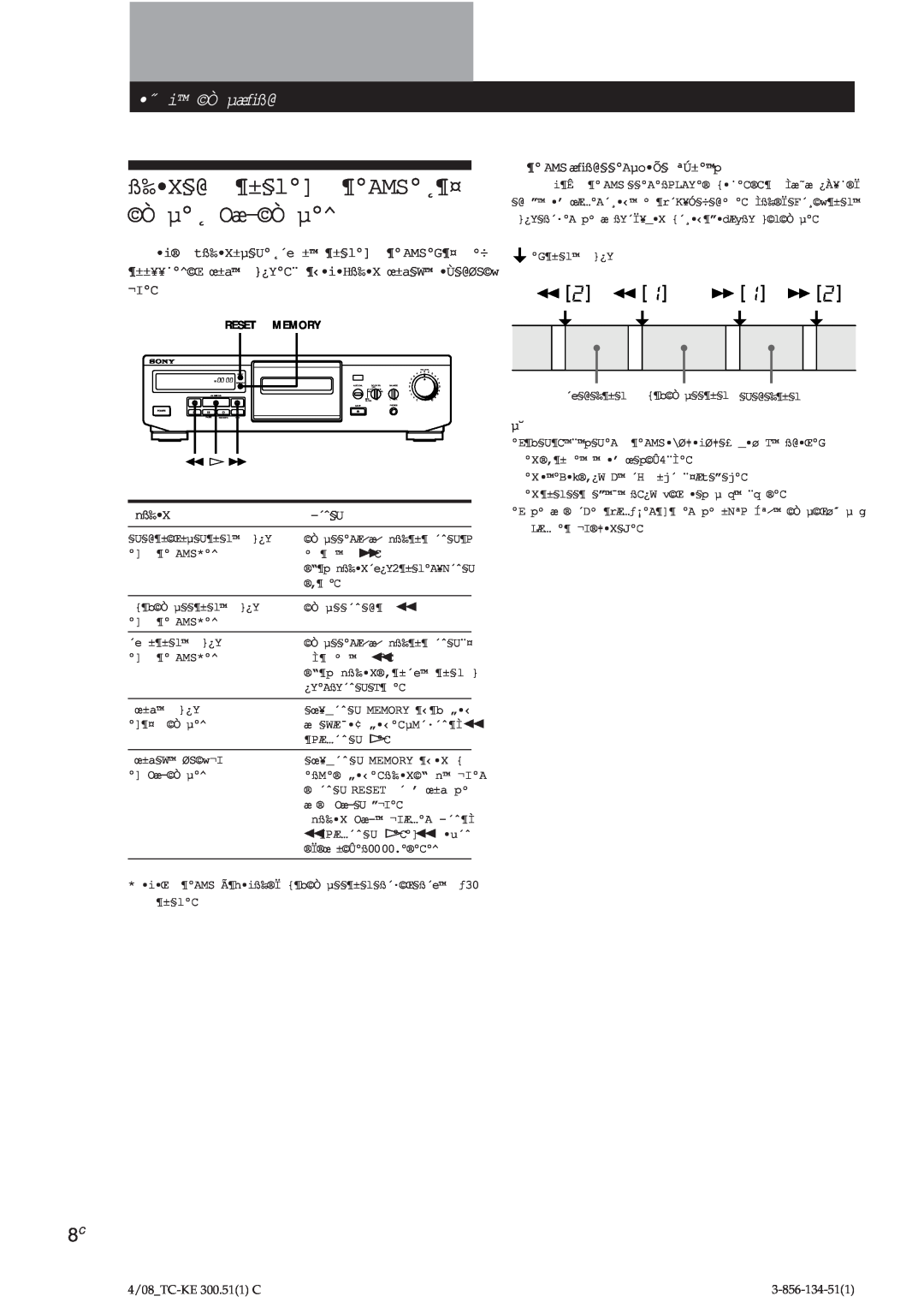 Sony TC-KE300 operating instructions ß‰ X§@ ¶±§l ¶AMS˛¶¤ Ò µ˛ Oæ-Òµ, ˝ i Ò µæﬁß@ 