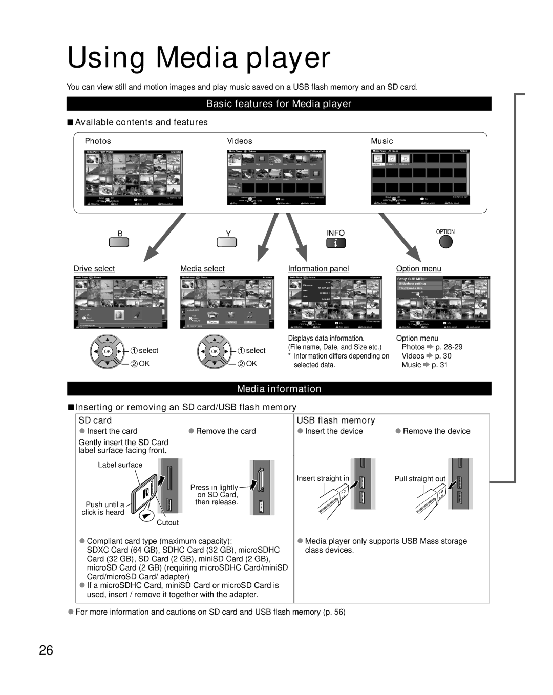 Sony TC-L42E5, TC-L32E5, TC-L37E5, TC-L47E5 Using Media player, Basic features for Media player, Media information 