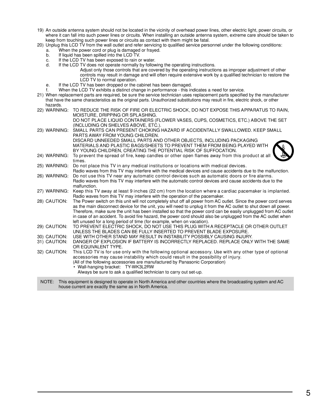 Sony TC-L37E5, TC-L32E5, TC-L42E5, TC-L47E5 owner manual MOISTURE, Dripping or Splashing 