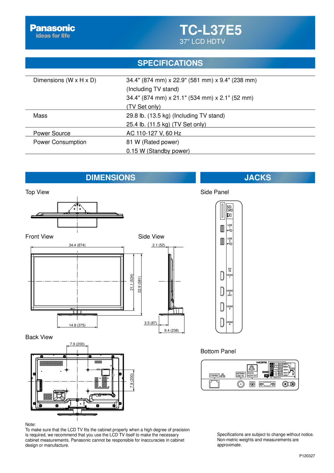 Sony TC-L47E5, TC-L32E5, TC-L42E5 owner manual TC-L37E5 