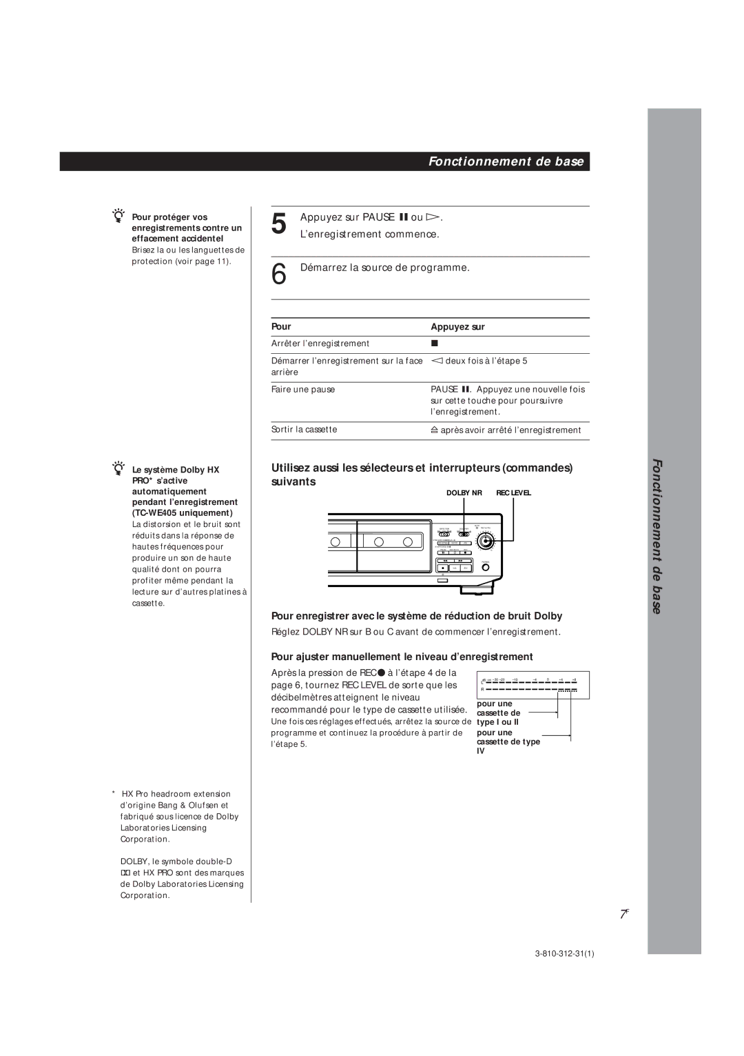 Sony TC-WE405, TC-WR661 manual Utilisez aussi les sélecteurs et interrupteurs commandes 