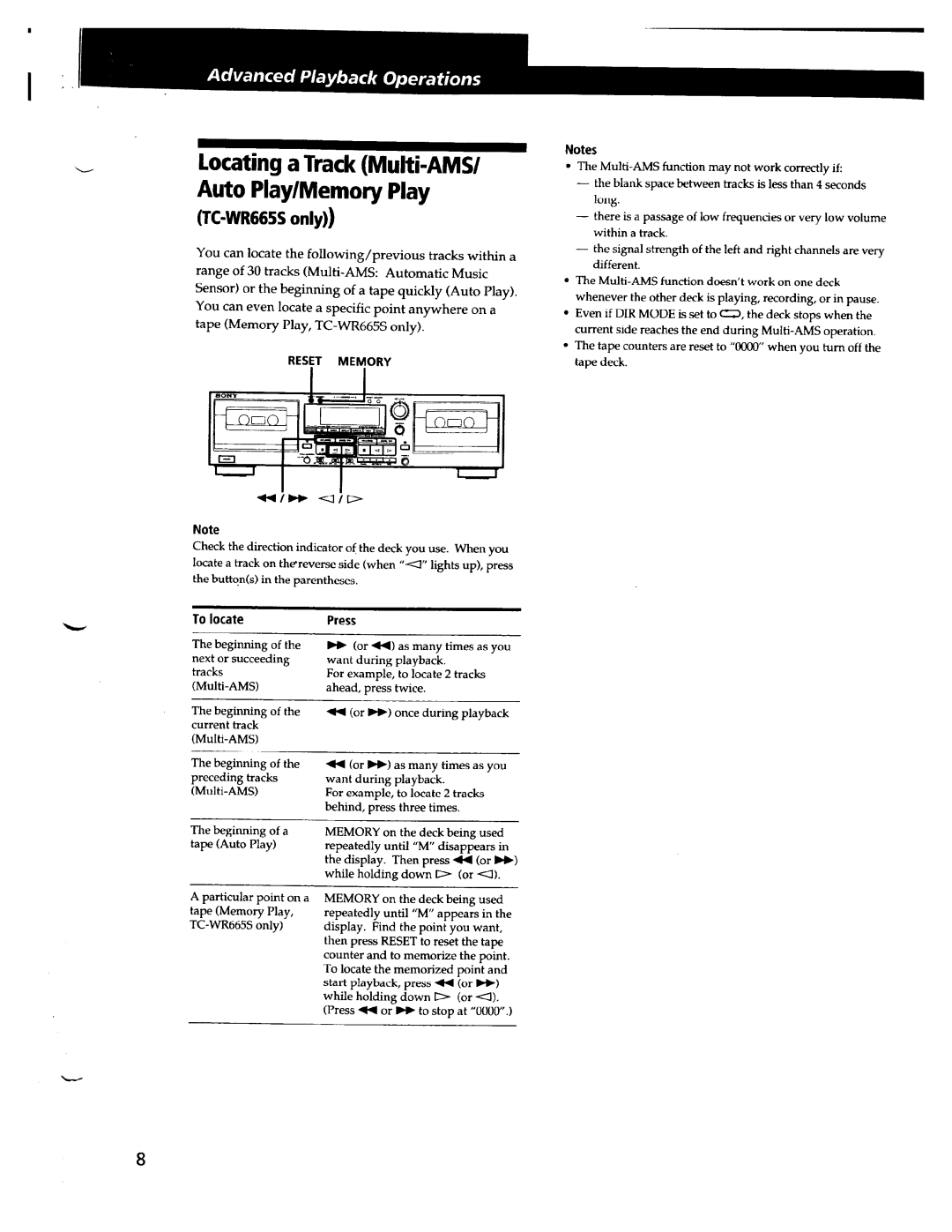 Sony TC-WR665S, TC-WR565 manual 