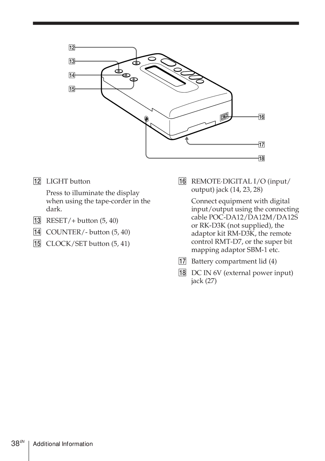 Sony TCD-D8 operating instructions 38EN 