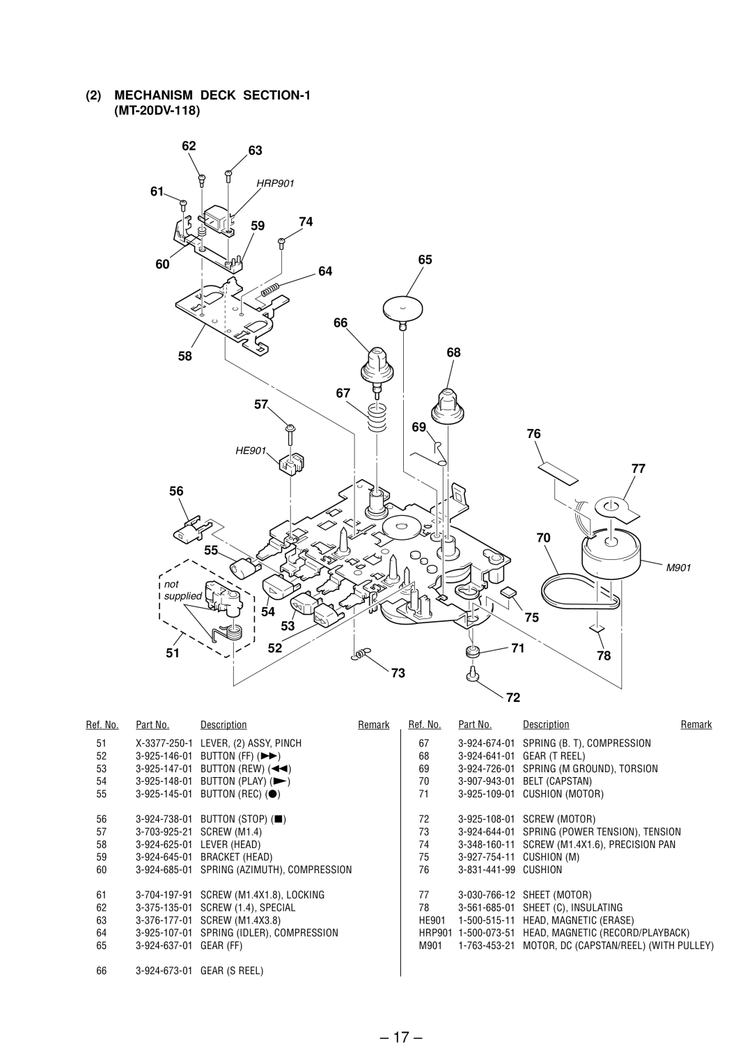 Sony TCM-20DV, TCM-22DV, TCM-21DV service manual Mechanism Deck MT-20DV-118 