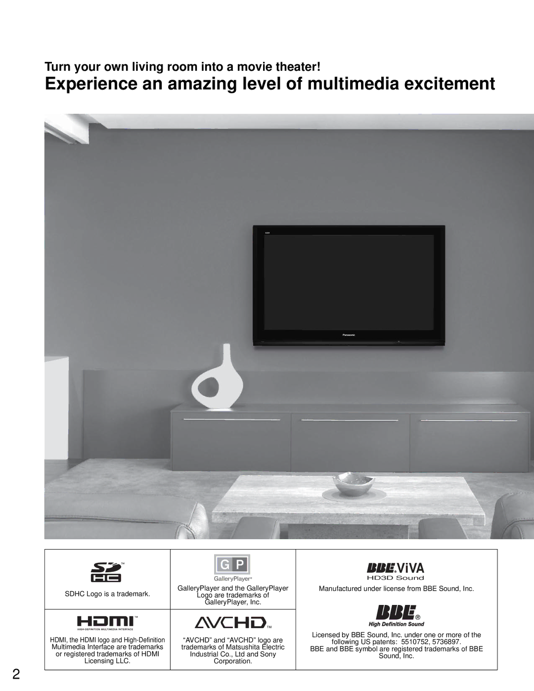 Sony TH-50PZ750U Experience an amazing level of multimedia excitement, Turn your own living room into a movie theater 