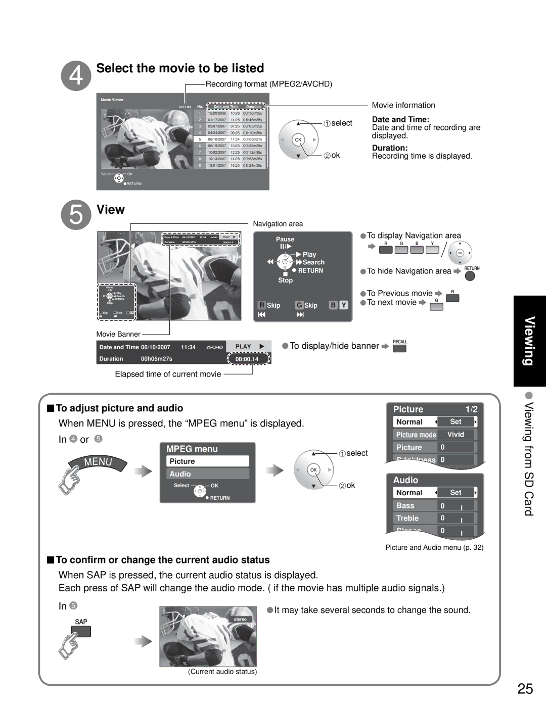 Sony TH-50PZ750U quick start View, To confirm or change the current audio status 